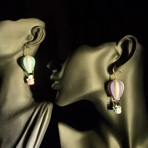 Mint & Pink Hot Air Balloon Dangle Earrings